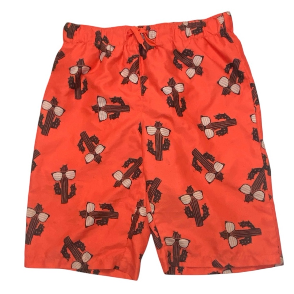 City Streets Youth Orange Black Cactus‎ Sunglasses Swim Trunks Sz XL